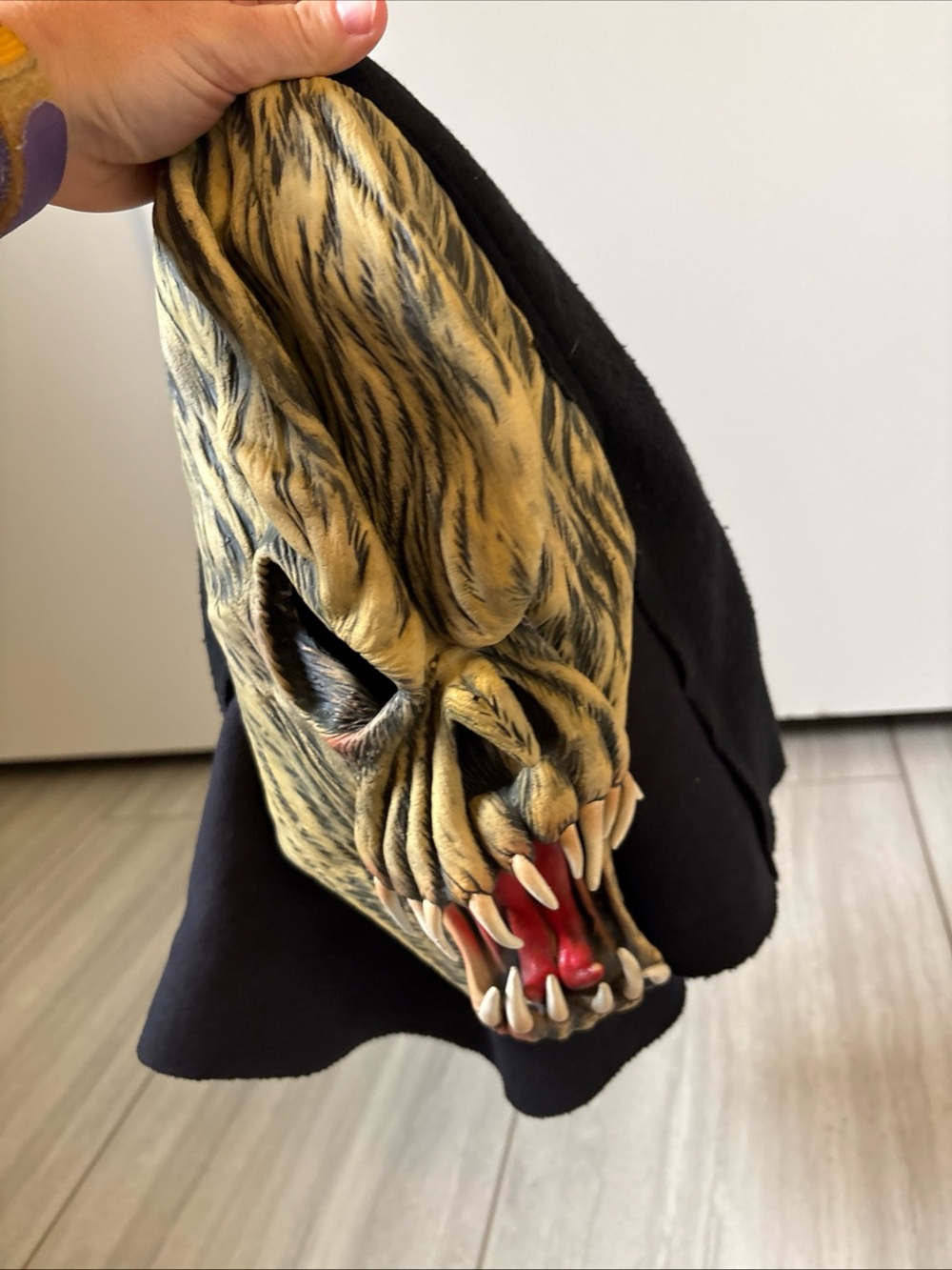 Vintage 1987 Fang Face Mask ZAGONE USA BY BSS CLOTH HOOD HALLOWEEN SCARY